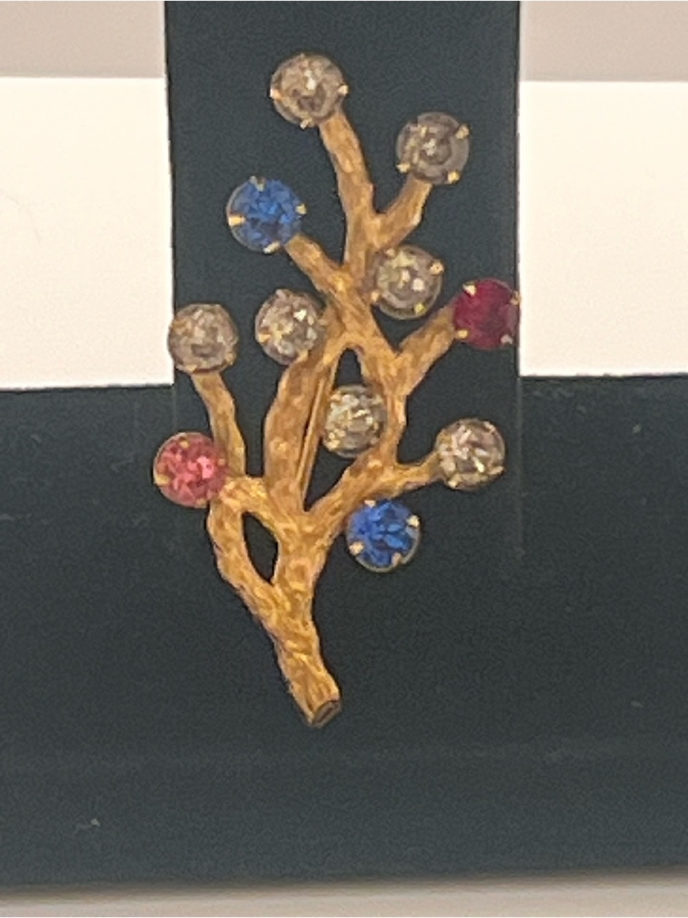 Gold-Tone Multicolor Branch Crystal Brooch